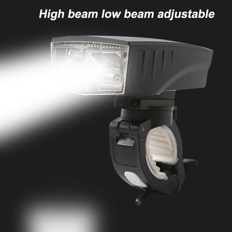 Discount USB Rechargeable Waterproof Bicycle Light with Adjustable High Bean & Low beam Light Cycling Horn Light 120db 4