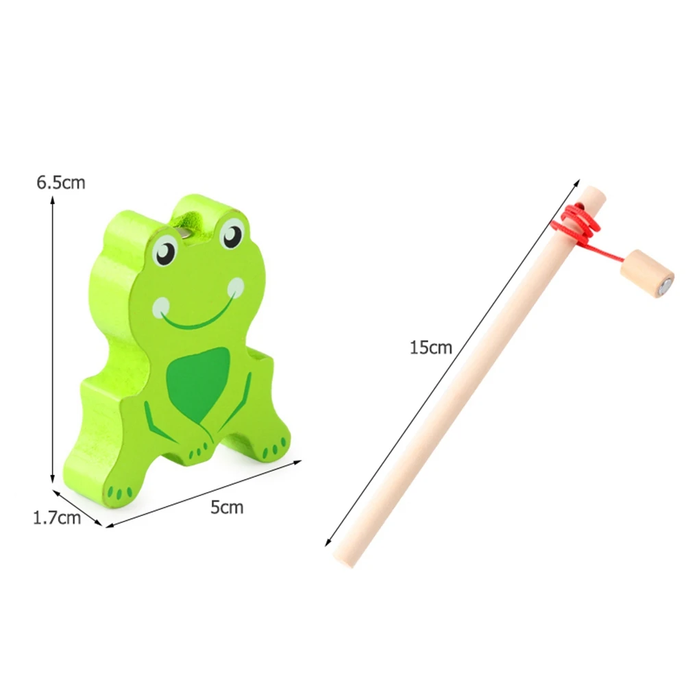 Baby Intellectual Educational Toy Children's Magnetic Wooden Frog Balanced Building Blocks Fishing  - 33012303391