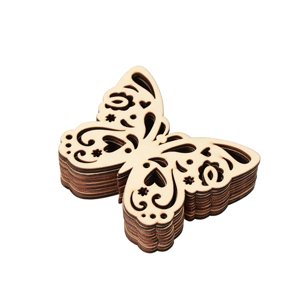 10pcs Hollow Out Wooden Butterfly Embellishments Wood Craft Hanging