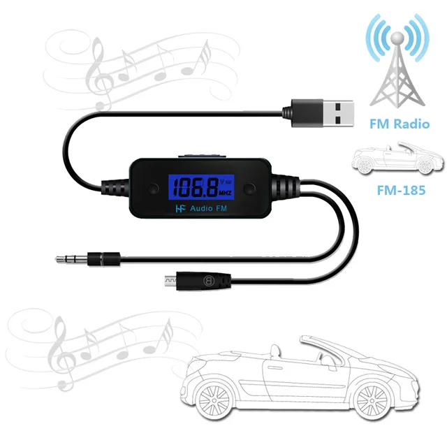 

3.5mm Wireless Transmitter FM Frequency In-Car with Lightning Cable Adapter For iPhone/Samsung/HTC/ Sony /LG More Smartphones