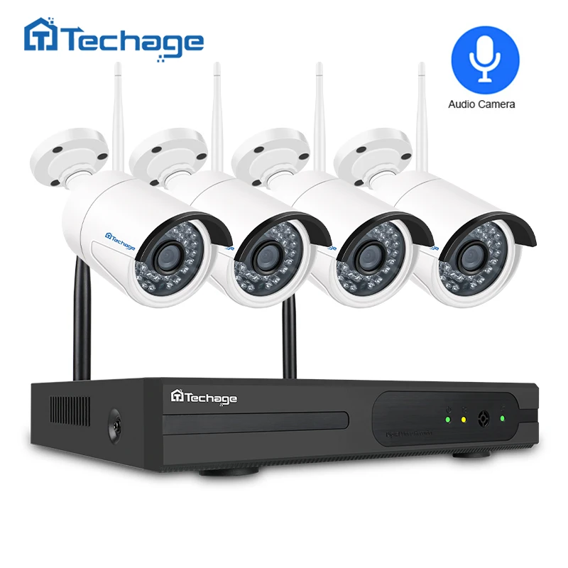 

Techage 4CH 1080P Audio Record Wireless CCTV Security System 2MP NVR IR Outdoor Wifi Camera P2P Video Surveillance Set 1TB HDD