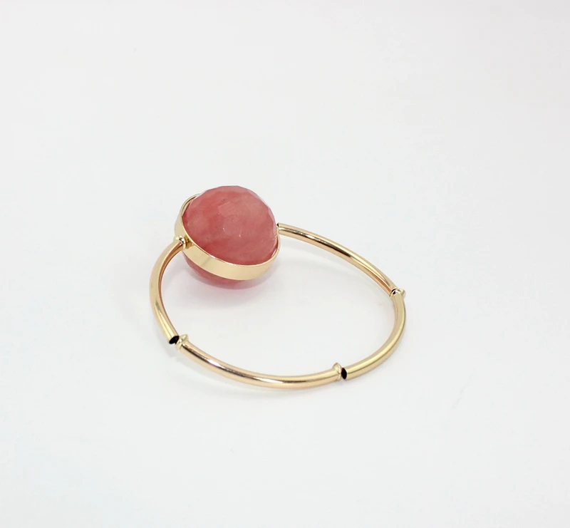 

2016 new Watermelon red ball Copper elastic line string simple bracelet cute round natural stone Bracelet for women