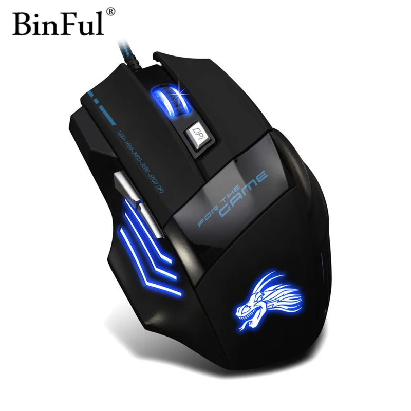 BinFul Проводная игровая мышь USB 6 или 7 кнопок 5500 dpi оптическая компьютерная игровая мышь Мыши для ПК ноутбук для геймеров