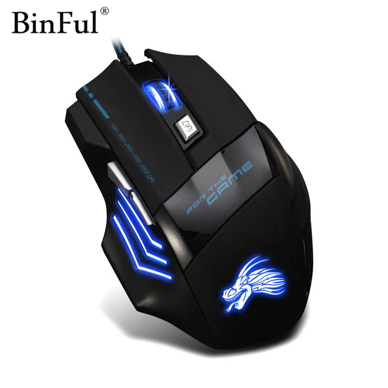 BinFul Проводная игровая мышь USB 6 или 7 кнопок 5500 точек/дюйм оптическая компьютерная
