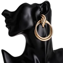 Большие серьги-гвоздики золотого цвета, массивные серьги, модные Висячие серьги для женщин, металлические вечерние ювелирные изделия для девушек в стиле панк