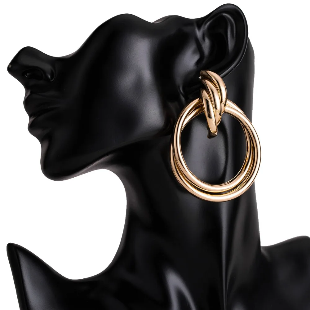 

Big earrings cricle gold color Statement Earrings 2019 Fashion Hanging Earrings for Women Punk Metal Girls Party Jewelry