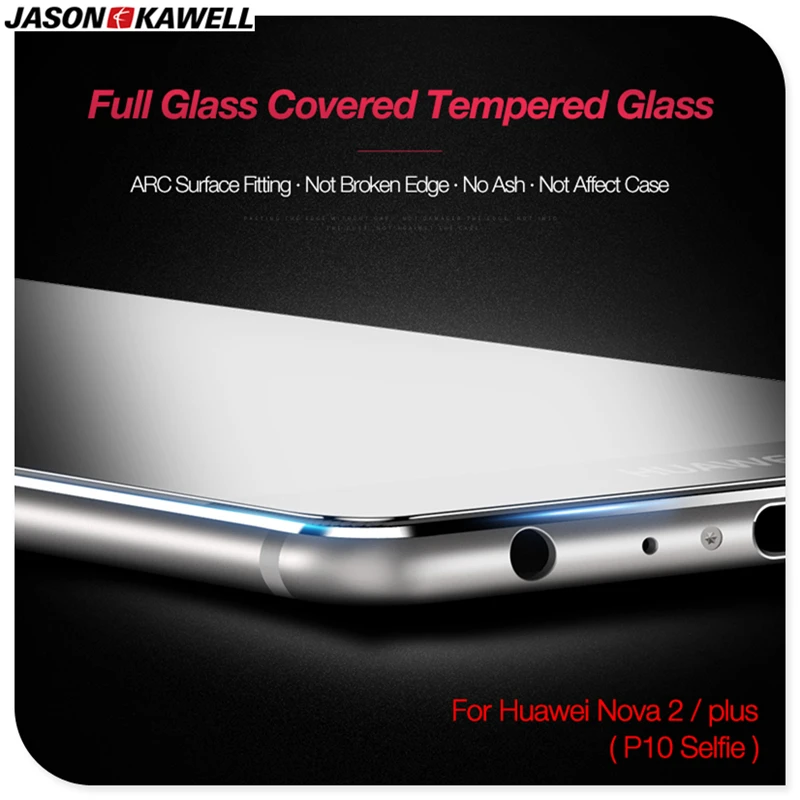 

5D Curved Full Covered Tempered Glass Screen Protector for Huawei nova 2 Plus with transparent mobile case free shipping