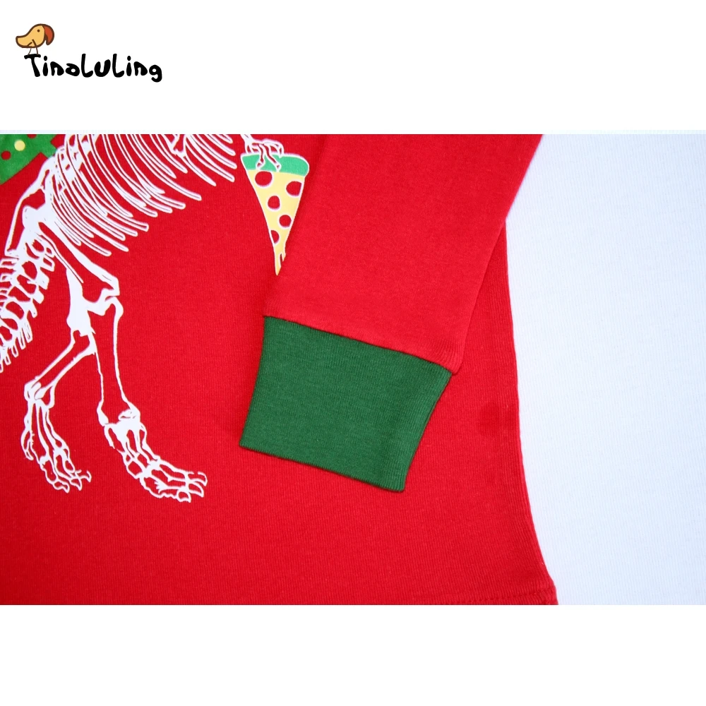TINOLULING/пижамный комплект с рождественским динозавром для детей 2-8 лет; детская одежда для сна; пижама в полоску для мальчиков и девочек; Детская Пижама с Санта-Клаусом
