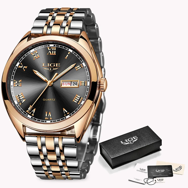 Relogio Masculino 2019New LIGE Watches Men Top Brand Fashion Chronograph Male Stainless Steel Waterproof Business Men WristWatch