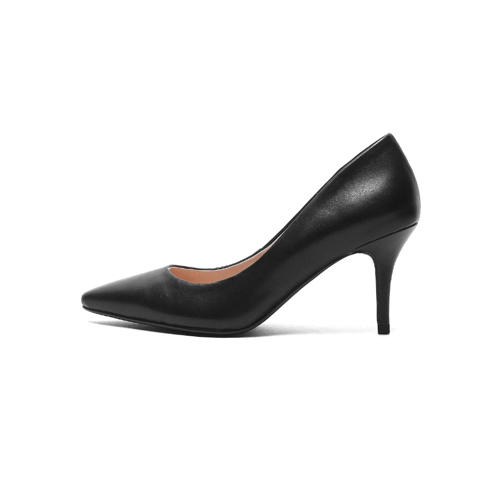 SOPHITINA/элегантные офисные туфли-лодочки из высококачественной натуральной кожи; пикантные туфли с острым носком на высоком тонком каблуке; популярные женские туфли-лодочки; MO42 - Цвет: black