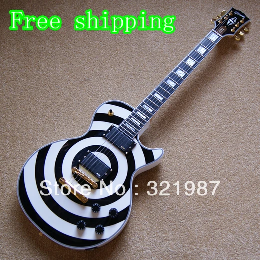 Cheap Free shipping New arrival custom shop Bull Eyes Zakk Wylde in black white electric guitar