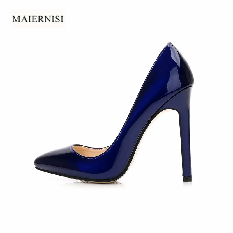 

MAIERNIS European Fashion OL High Heels Shoes Shallow Mouth Thin Ultra Pumps Sexy Patent Leather Women's Single Shoes G011
