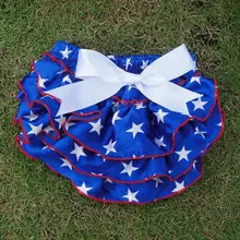 Красные, белые, синие кружевные атласные пышные шортики с оборками, детские подгузники