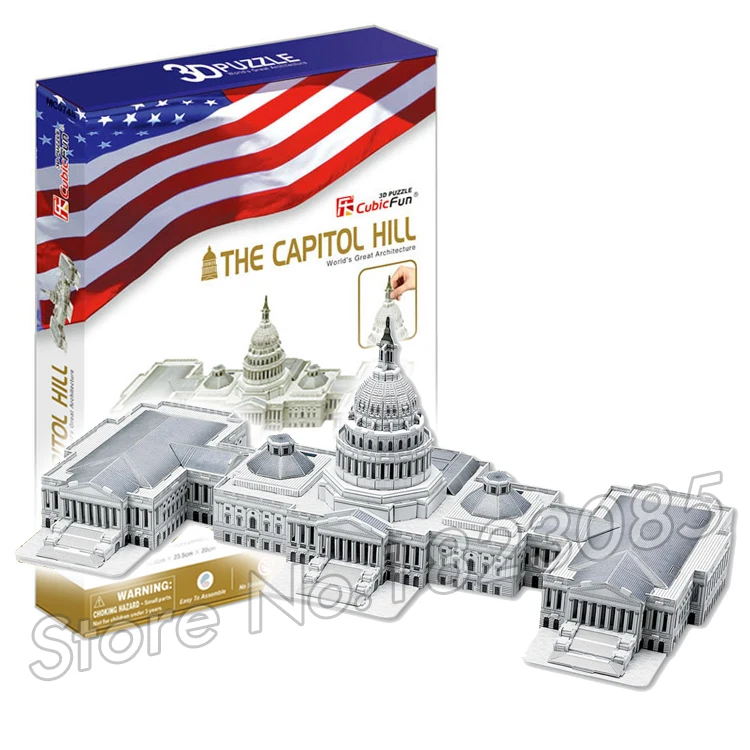 132PCS The Capitol Hill 2016 font b New b font 3D Puzzle DIY Jigsaw Assembly Model
