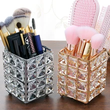 Maquillaje de cristal de Metal pincel titular de la pluma tocador decoración maquillaje organizador caja de Almacenamiento Herramientas de manicura