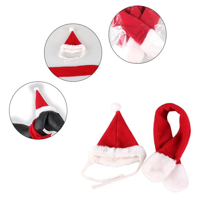 Кошка Собака Санта шляпа+ шарф Рождество красный праздничный костюм одежда шапка с шейным воротником стиль Рождество Размер/М/Л