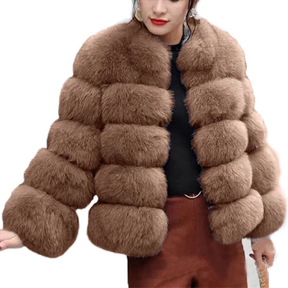 Abrigos mujer invierno женское модное роскошное пальто из искусственного меха элегантное женское осенне-зимнее теплое пальто