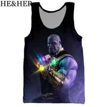 Мужская майка с 3D принтом «мстители», модная летняя майка thanos, мужская и женская майка на бретелях