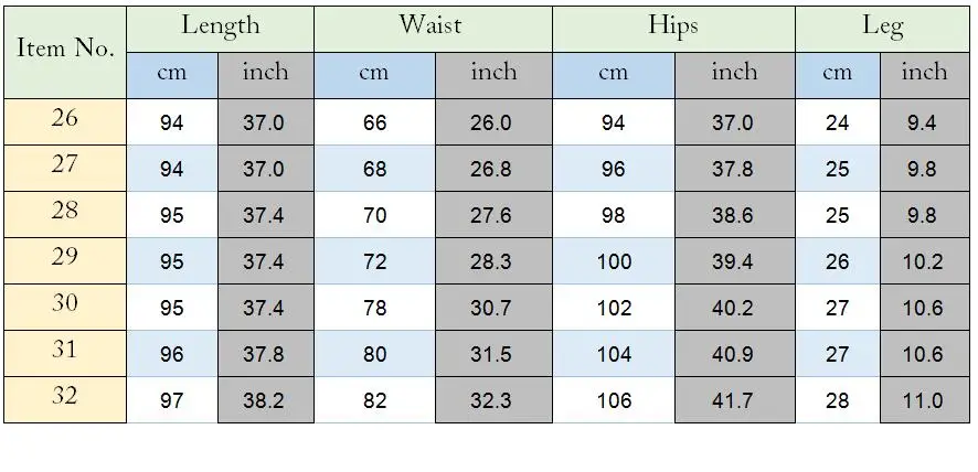 size chart