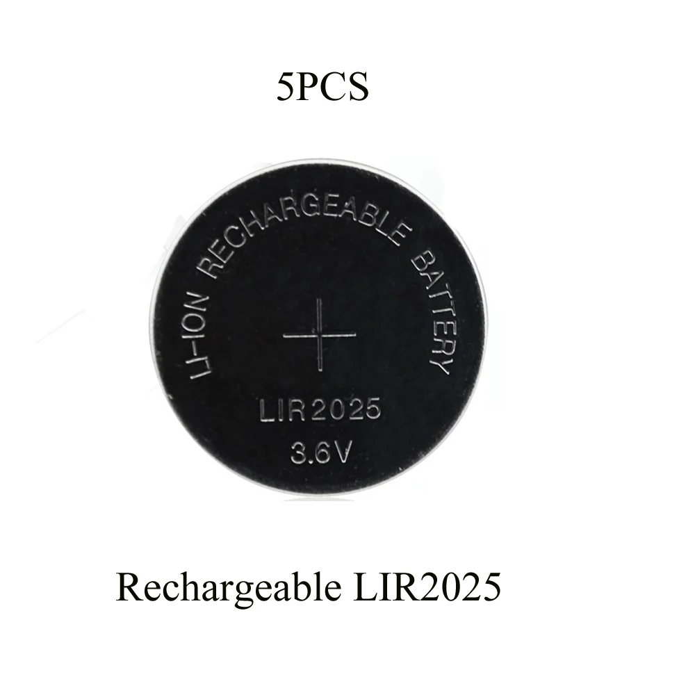 

Soravess 5PCS 30mAH LIR2025 Lithiium lir Ion Rechargeable Battery 3.6V Li-ion button coin cell replace for CR2025 CR 2025