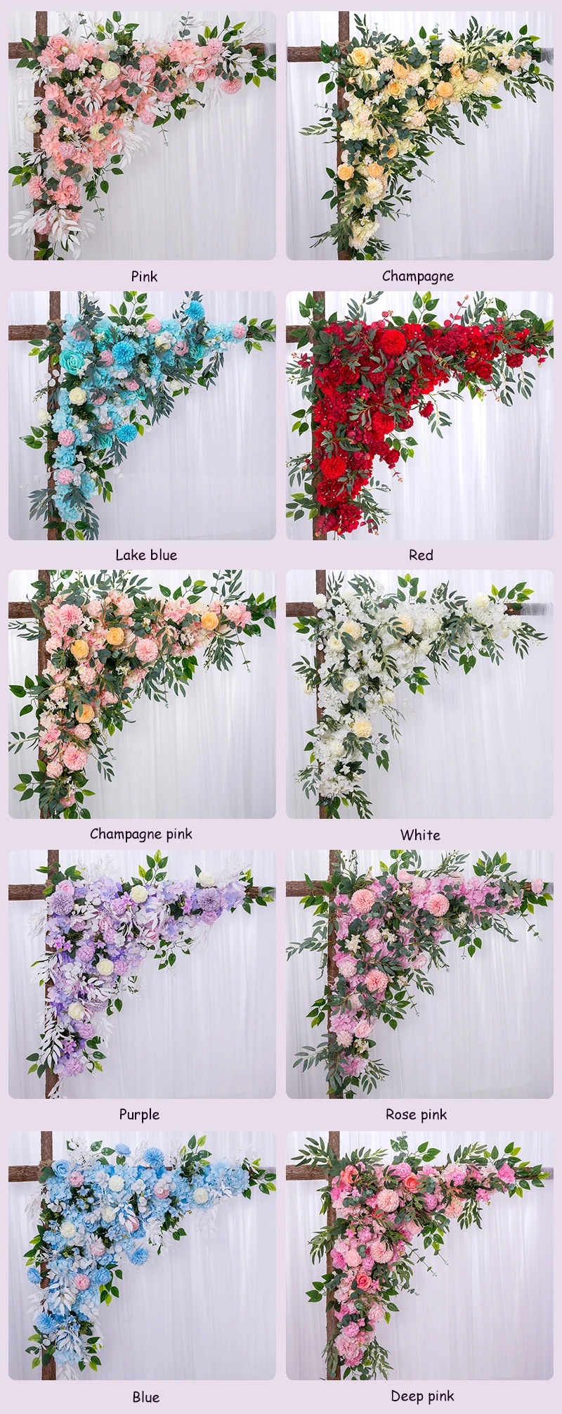 JAROWN Wedding Irregular Flower Row Background Decoration Wedding DIY Rose Hydrangea Flower Arrangement Arch Flower (3)