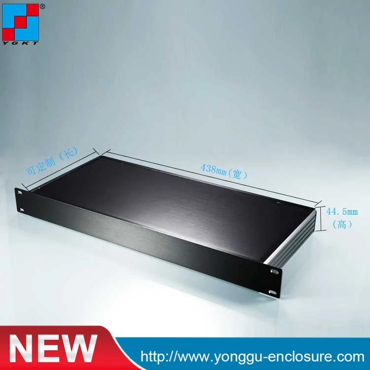 Rack Mount 1u Chassis Instrument pc Case Caixa de Alumínio Itx Caixa de Rack Preta 482*445*200 mm