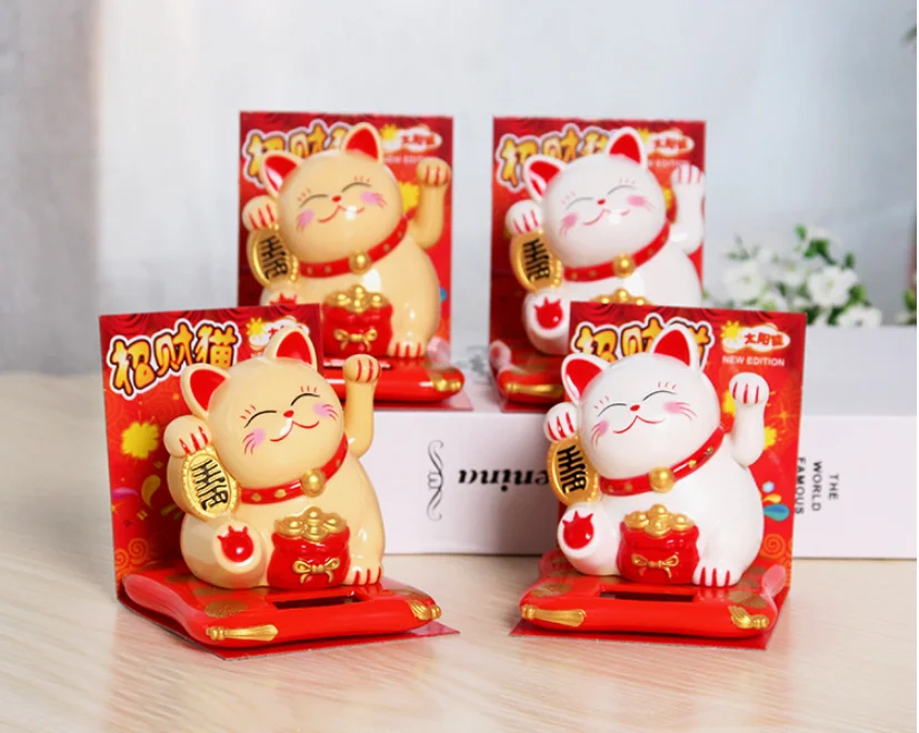 Модный черный/белый Maneki Neko на солнечных батареях, радушный Кот, удача для дома, автомобиля, отеля, ресторана, Декор, ремесло