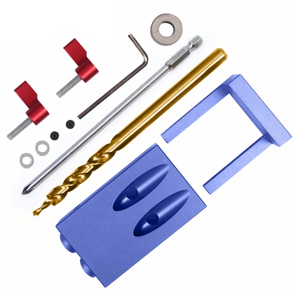 

Pocket Hole Jig Kit System For Wood Working & Joinery Set w/ Step Drill Bit Wood Work Tool Set high quality