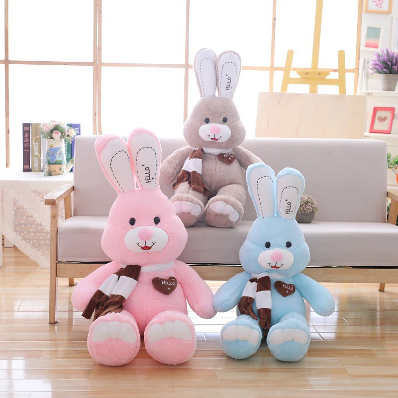 

3 Colors Kawaii Rabbit Dolls Pillow Stuffed Animal Soft Plush Bunny Toys Cushion Kids Children Birthday Gifts Warm Bolster
