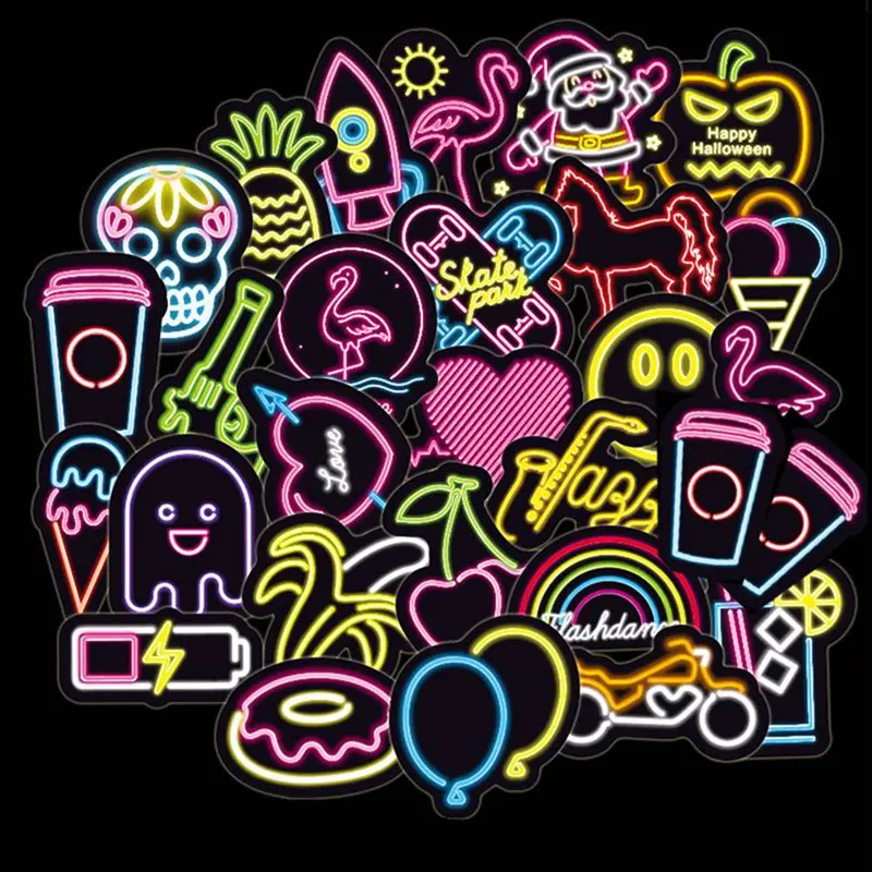 

100Pcs/lot Colorful LED Style Funny Stickers For Car Laptop Suitcase Computer Bicycle Phone Skateboard Pad Decal Sticker