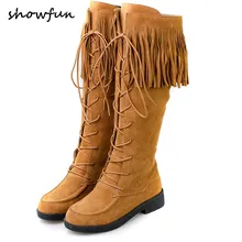 Для женщин замша botas femininas de inverno на шнуровке рыцарские сапоги до колена зимние ботинки на плоской подошве ботинки с высоким голенищем обувь холодной зимы