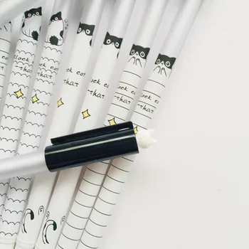 

48 pcs Kawaii Gel Pens Cute little black cat black gel ink pens pens for writing Cute stationery office school supplies 0.38mm