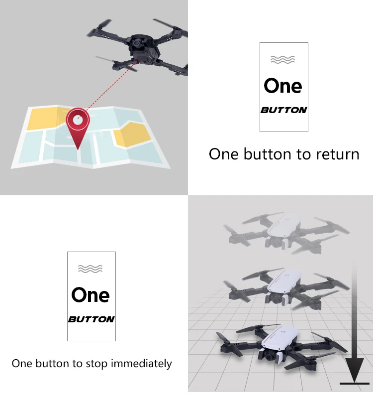 1808 Wifi RC Drone with 1080P 4K HD Wide Angle Dual Camera Foldable RC Drone Quadrocopter FPV Optical Flow Following Drone