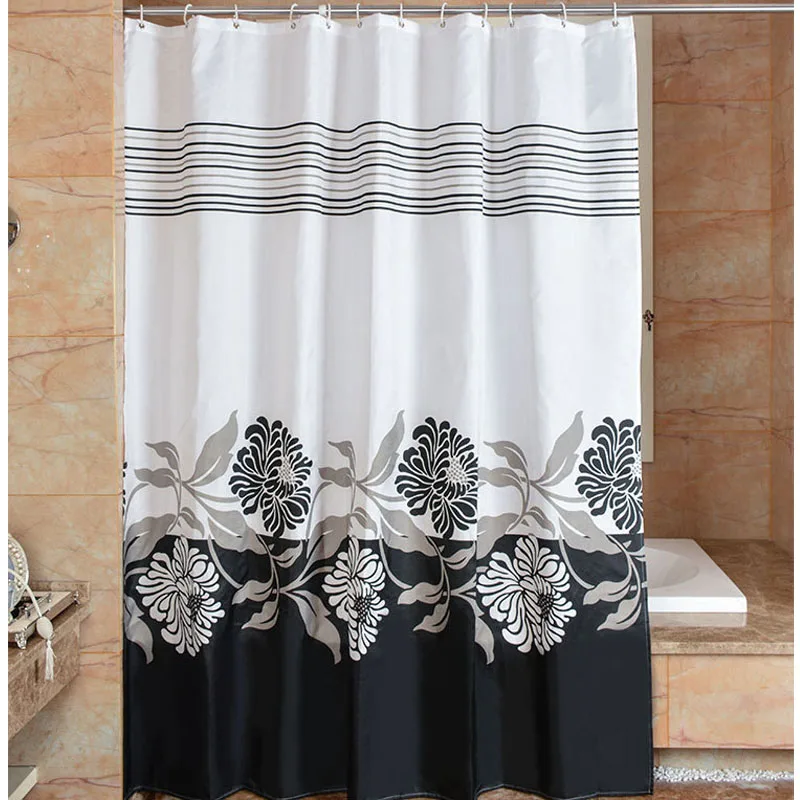 Shower Curtain Flowers And Plants Of Bathroom Drape Thickening