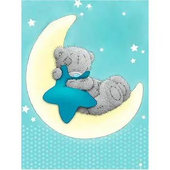 

Full Square 5D DIY Diamond Painting Moon and teddy bear, Diamond Embroidery Cross-Stitch kit,handmade Mosaic,new year decoration