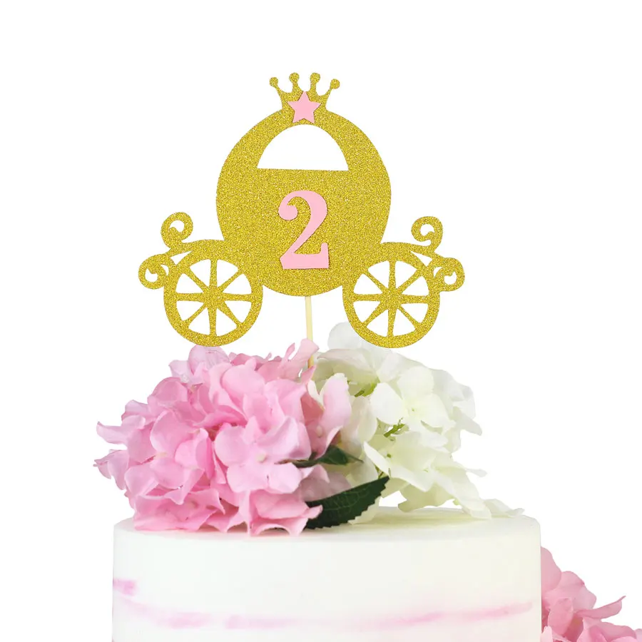 Принцесса карета торт Топпер блестящие топперы День рождения украшения вечерние принадлежности принцесса торт Топпер принцесса украшения