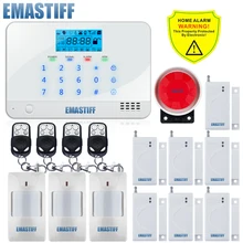 Support English Russian Spanish French Voice Manual LCD Display Home Security GSM Kit SIM SMS Alarm