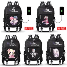 Re: жизнь в другом мире от ноль рам и рем мультфильм рюкзак usb зарядка подростковый рюкзак школьный для ноутбука сумка на плечо