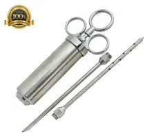Acier inoxydable Viande Injecteur Kit avec boîtes supershots Grande Capacité Assaisonnement Injecteur Seringue et 2 Professionnel Marinade Aiguilles