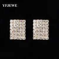 Yfjewe новые модные женские туфли Jewelry аксессуары площадь ПР Мода Полный горный хрусталь Bling серьгу все матч Zhaohao Женский # E168 - изображение