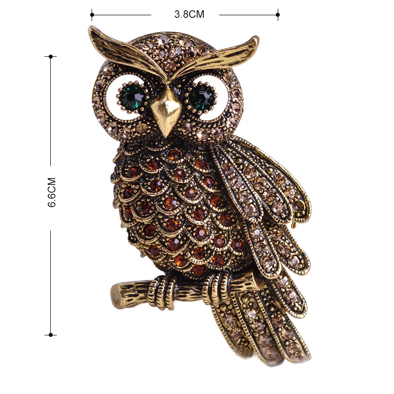 Madrry Alloy Metal Big Owl Brooches For Women Men Rhinestone Vintage Bouquet Hijab Pin Scarf Buckle Clips femininos Broches