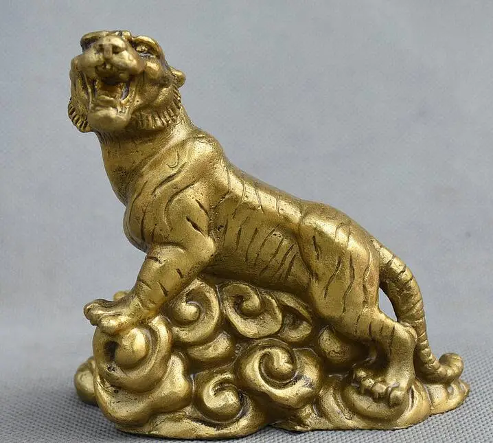 จีน Feng Shui ทองแดงบริสุทธิ์ทองเหลืองสัตว์ Ferocity Tiger Roaring รูป