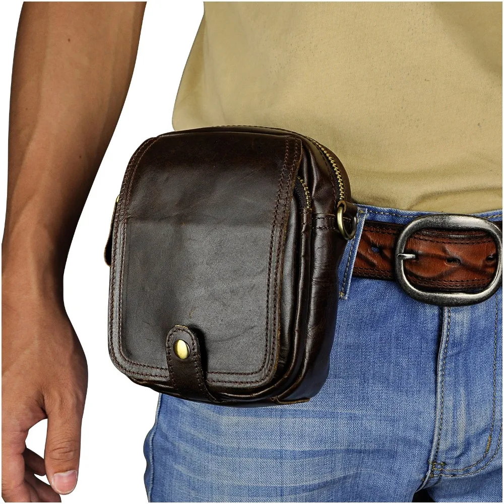 

Leather Men Multifunction Design Small Travel Crossbody Shoulder Mochila Bag Fashion Waist Belt Bag Cigarette Phone Case 6802