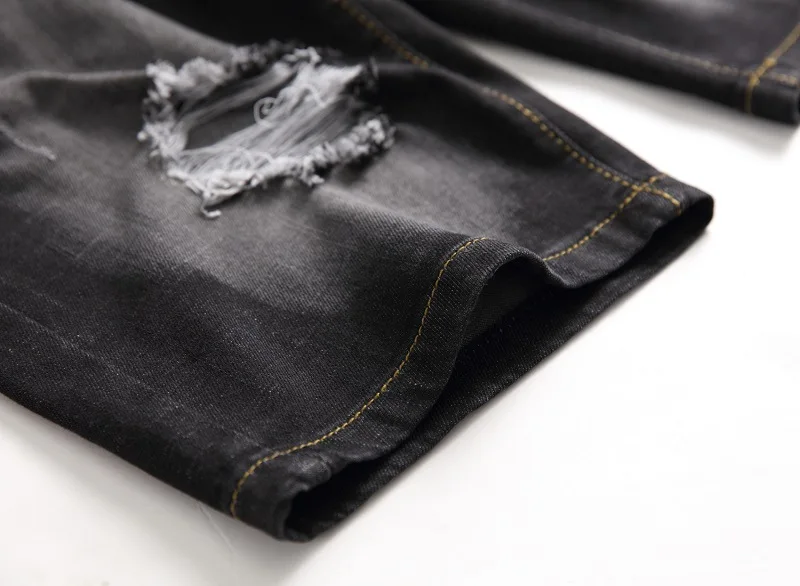 Летние Новые мужские рваные, Стретч Короткие джинсы модные повседневные узкие Высококачественные эластичные рваные джинсовые шорты мужские 28-42