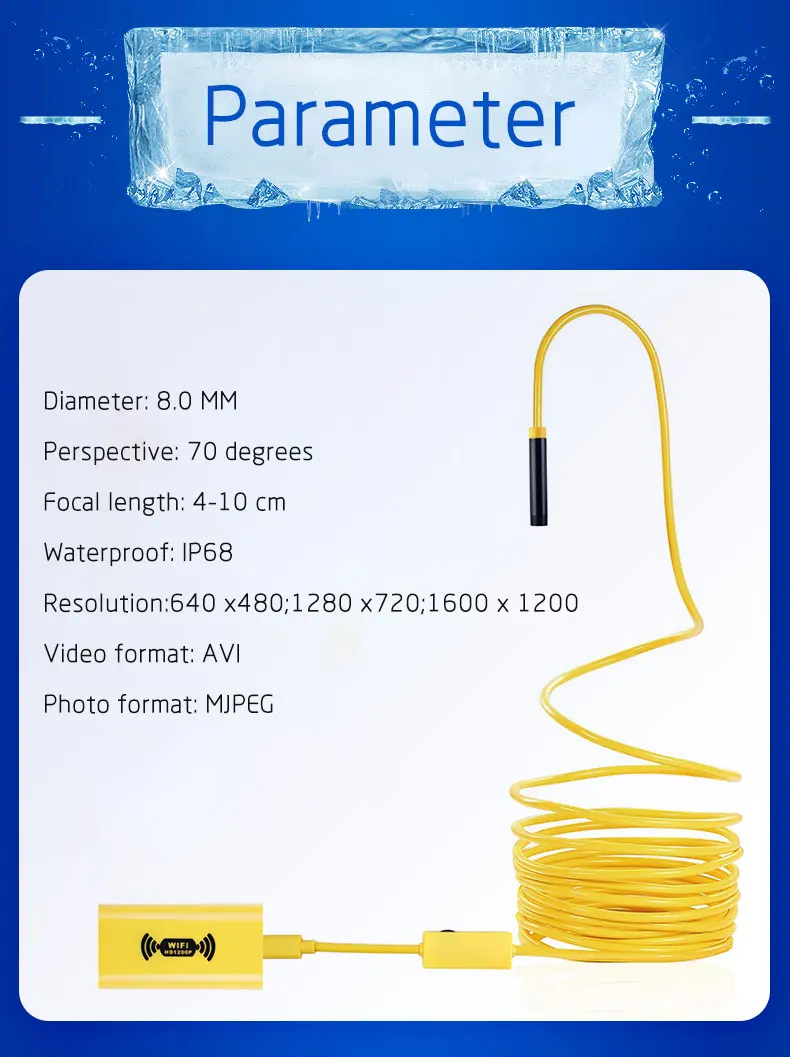 Asometech USB эндоскоп камера HD 1200P IP68 полужесткая трубка эндоскоп беспроводной Wifi бороскоп видео осмотр для Android/iOS