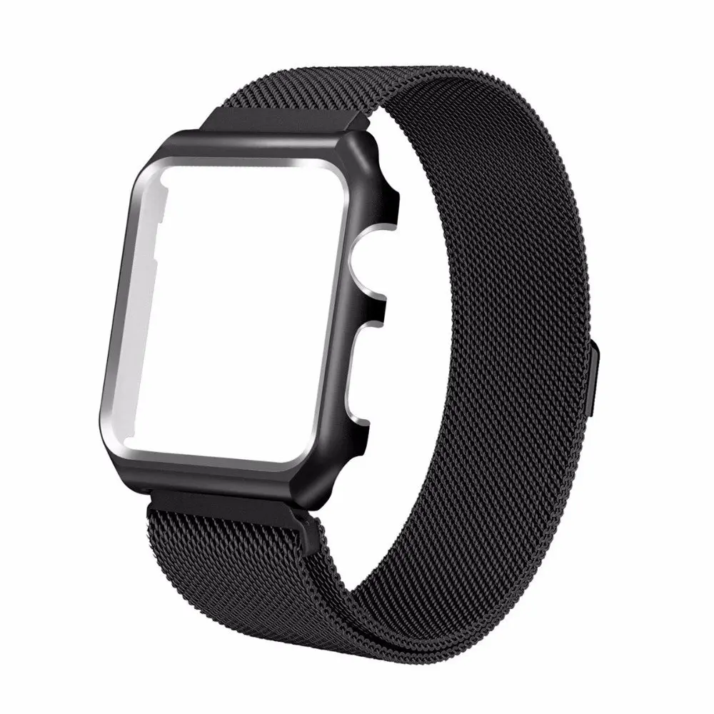Чехол + ремешок для Apple Watch iWatch 44 мм 40 42 38 браслет из нержавеющей стали Миланская