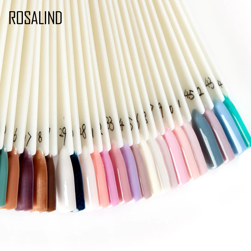 

ROSALIND 50PCS False Nail Tips Color Card Fingernails Display Detachable Artificial Fake Nail Stickers Palette for Nail Tools