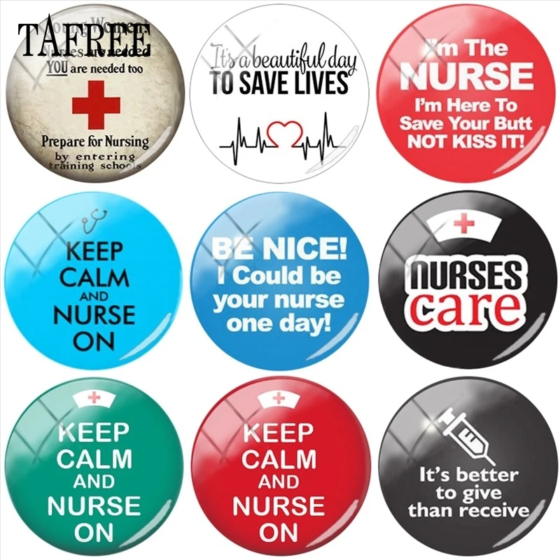 

TAFREE Hot Sale Nurses Doctors Electrocardiogram Picture 25mm DIY Glass Cabochon Dome Charms Accessories