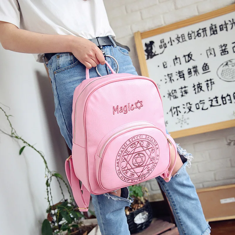 

Cosplay Anime Card Captor Sakura Action Figure Printed Leather Teenager Ladaies Lolita Backpack Handbag Bookbag Backpack Pink