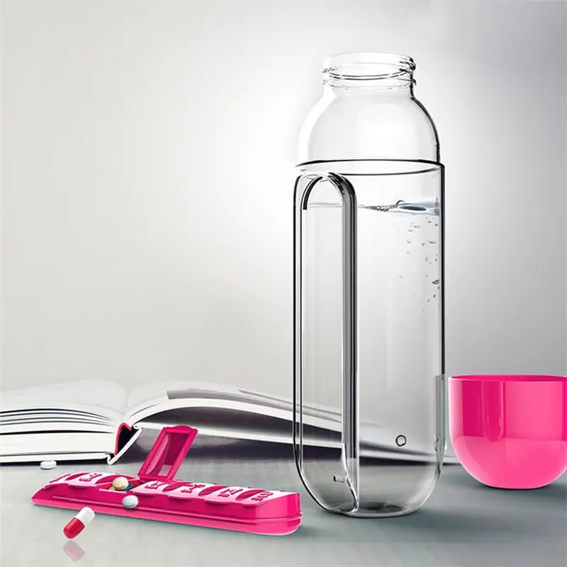 Пластиковая бутылка для воды с таблеткой органайзер для Спорт на открытом воздухе велосипедный напиток протеиновый шейкер портативный большой емкости посуда для напитков